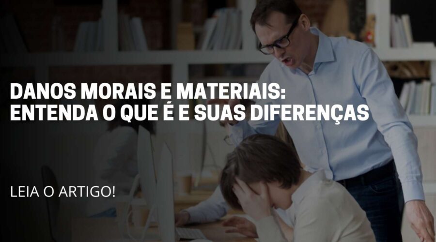A imagem reflete um gerente discutindo com um funcionário. Título do artigo Danos morais e materiais: Entenda o que é e suas diferenças